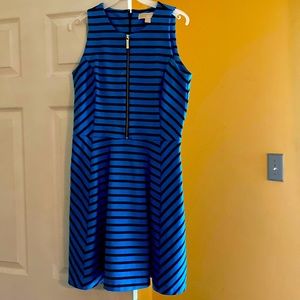 Blue with black stripes dress